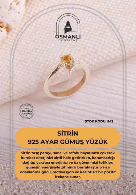 Sitrin 925 Ayar Gümüş Yüzük (SK:542)