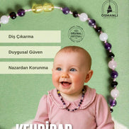 Sertifikalı Bebek Kehribar Kolye-ametist-kehribar-pembe Kuvars (33-35 CM)