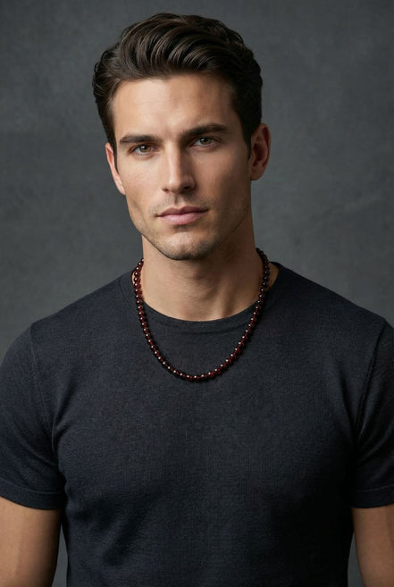 Sertifikalı Kaya Damla Kehribar 8 mm Kolye – 45 cm