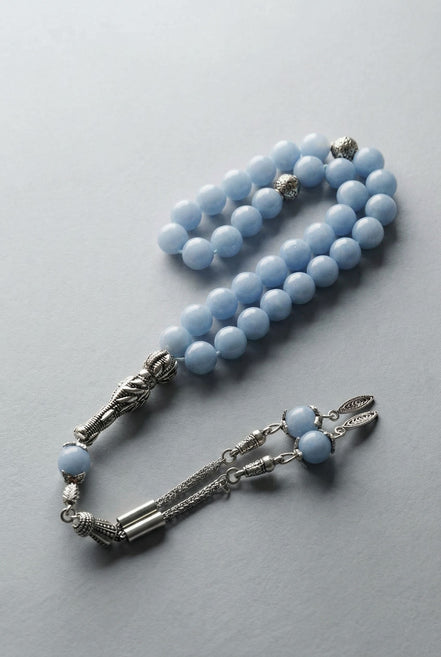 Anjelit Doğal Taş Tesbih 8 mm Küre Kesim