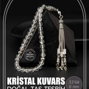 Kristal Kuvars Doğal Taş Tesbih 33lük - 6mm