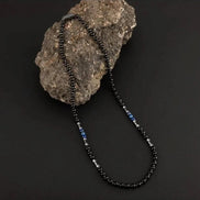 Siyah Turmalin-Lapis Lazuli-Hematit Doğal Taş Erkek Kolye