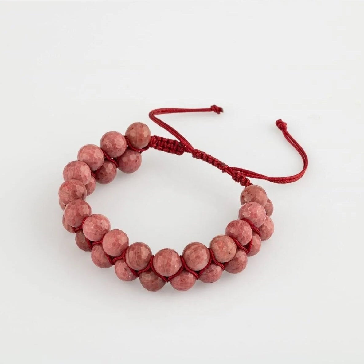 Pembe Jasper 8mm Çift Sıra Makrome Doğal Taş Bileklik