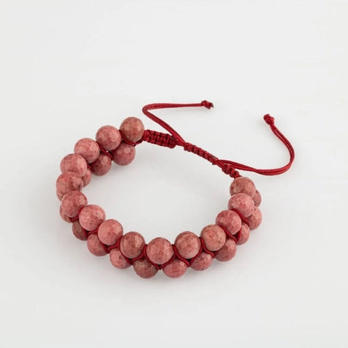 Pembe Jasper 8mm Çift Sıra Makrome Doğal Taş Bileklik