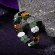 Yengeç Burcu Bileklik Golden Obsidyen, Havlit, Kaplan Gözü, Labradorit, Yeşil Aventurin, Yeşim