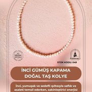İnci Gümüş Kapama Doğal Taş Kolye (SK:049)