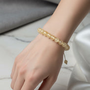 Sitrin Doğal Taş Bileklik – 8 mm Merdiven Kapama İpli, Unisex Tasarım