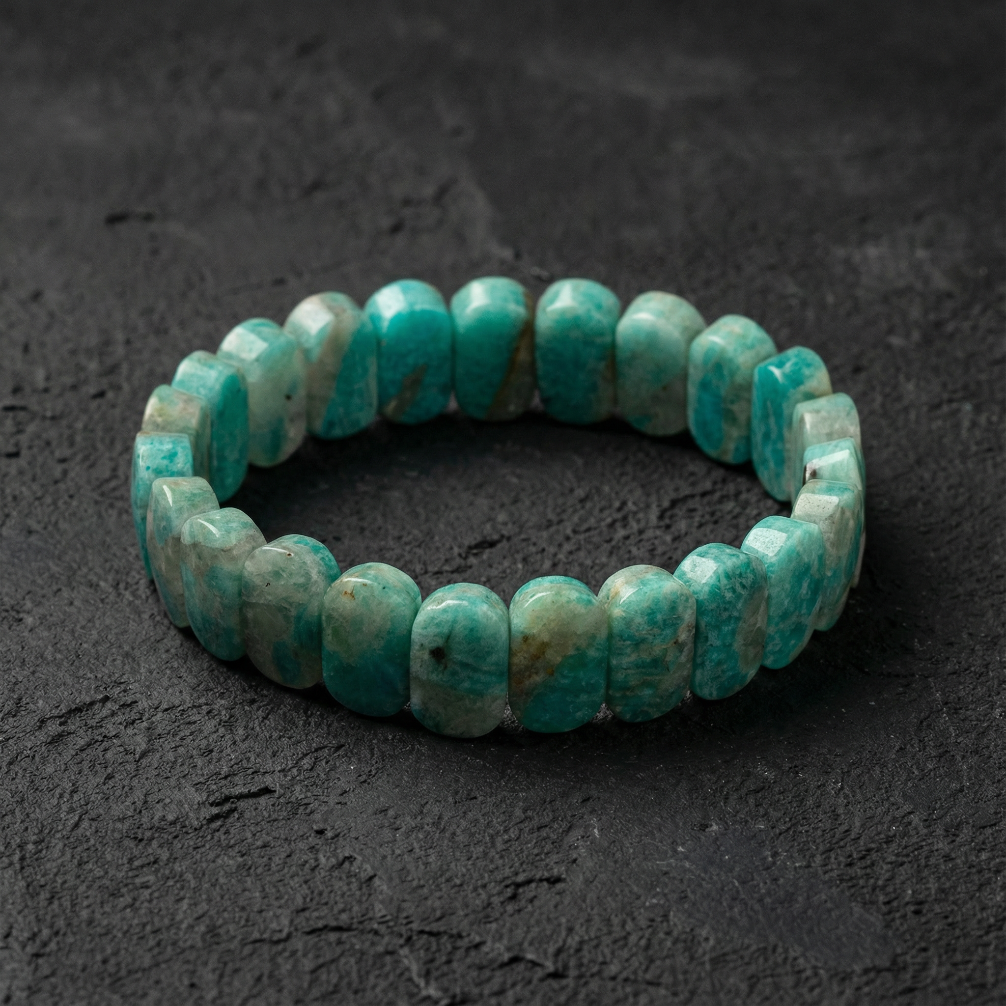 Amazonit Doğal Taş Geniş Kesim Bileklik (Rolex Stil)