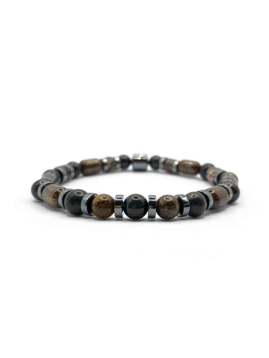 Sertifikalı Hakiki Orijinal (Şungit) Shungite - Bronzit - Obsidyen - Rodonit - Hematit 6mm Misinalı Doğal Taş Bileklik