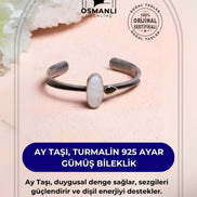 Sertifikalı Ay Taşı, Turmalin 925 Ayar Gümüş Bileklik