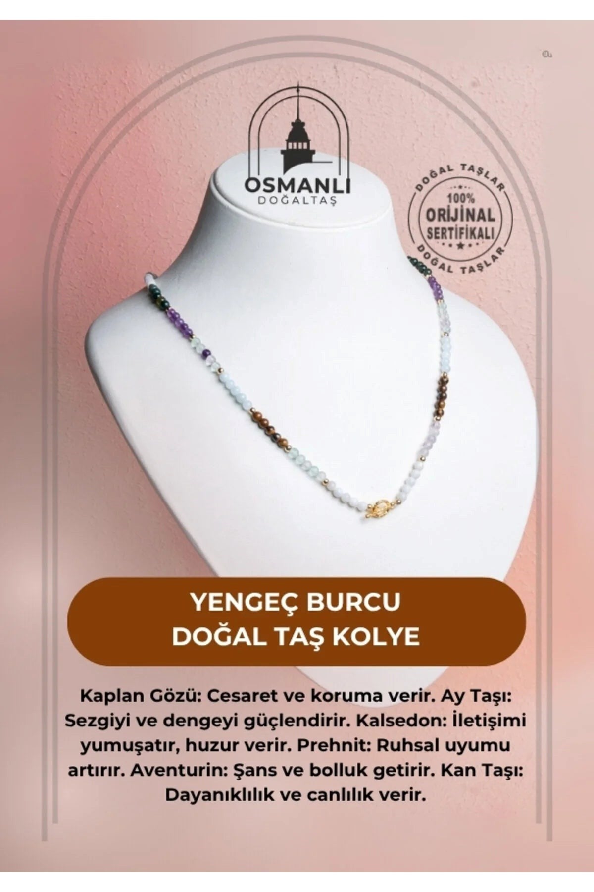 Yengeç Burcu Doğal Taş Kolye
