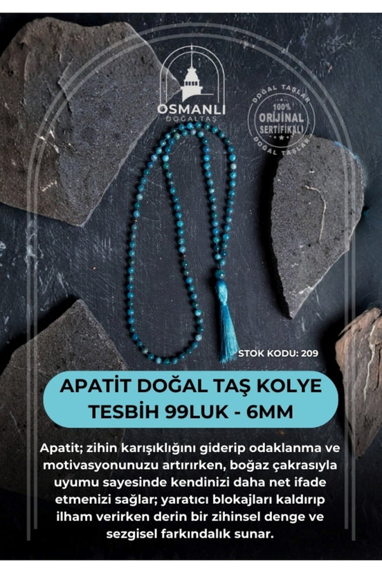 Apatit Doğal Taş Kolye Tesbih 99luk - 6mm (SK:209)