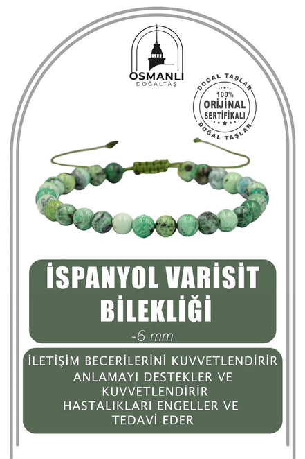 İspanyol Varisit 6mm Merdiven Kapama Doğal Taş Bileklik