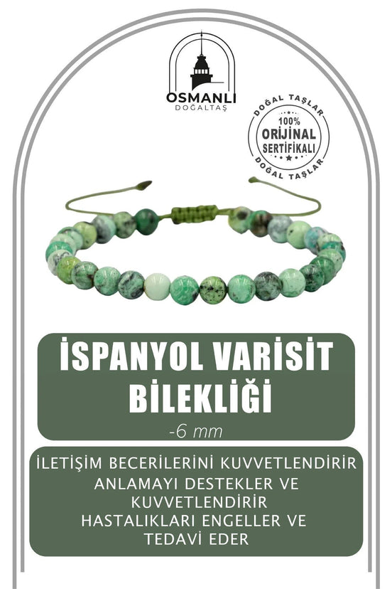 İspanyol Varisit 6mm Merdiven Kapama Doğal Taş Bileklik