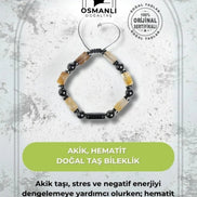 Akik ve Hematit Doğaltaş Bileklik
