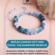 Boğaz Çakrası Çift Sıra Doğal Taş Makrome Bileklik