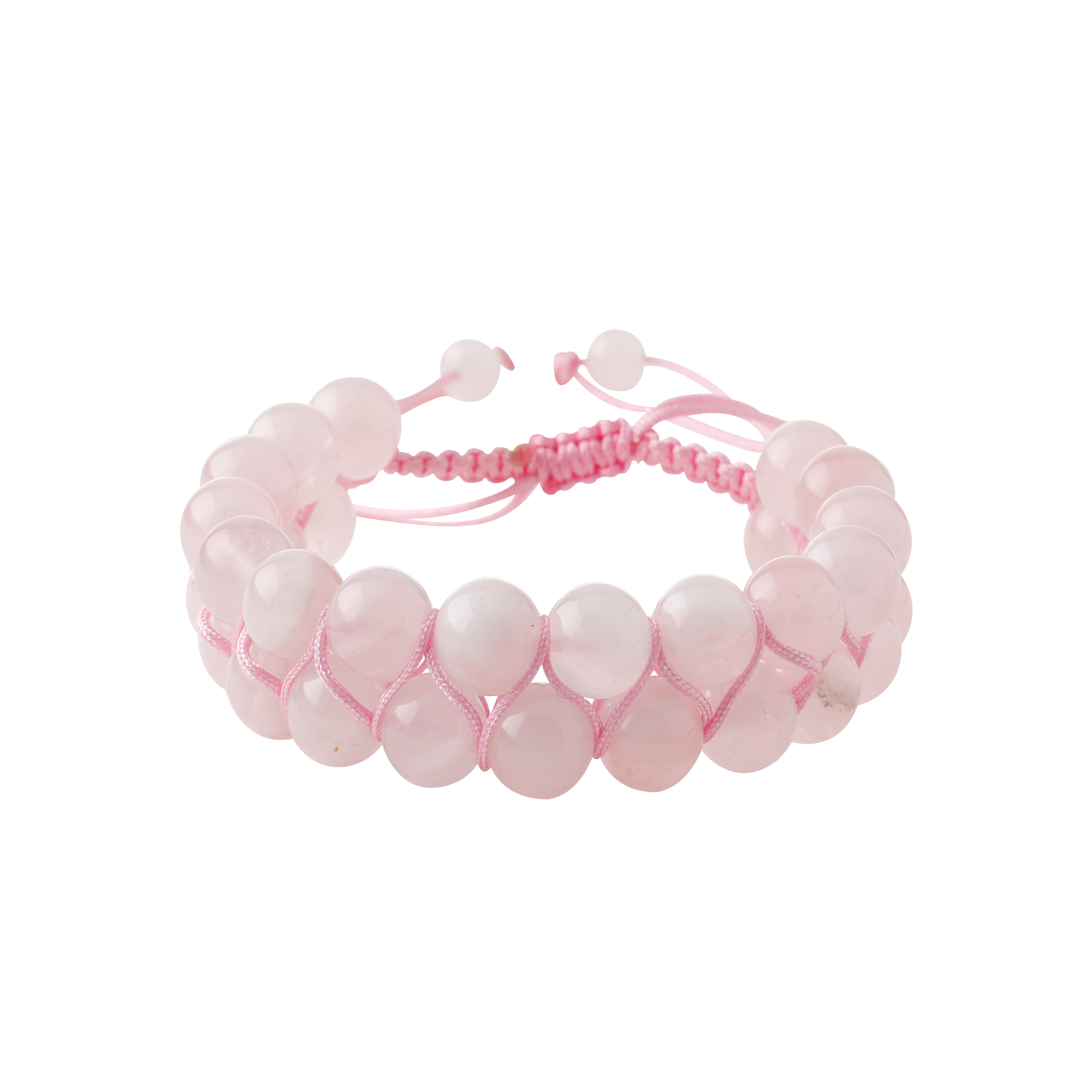 Pembe Kuvars (Gül Kuvars) 8mm Çift Sıra Makrome Doğal Taş Bileklik