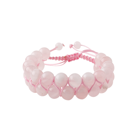 Pembe Kuvars (Gül Kuvars) 8mm Çift Sıra Makrome Doğal Taş Bileklik