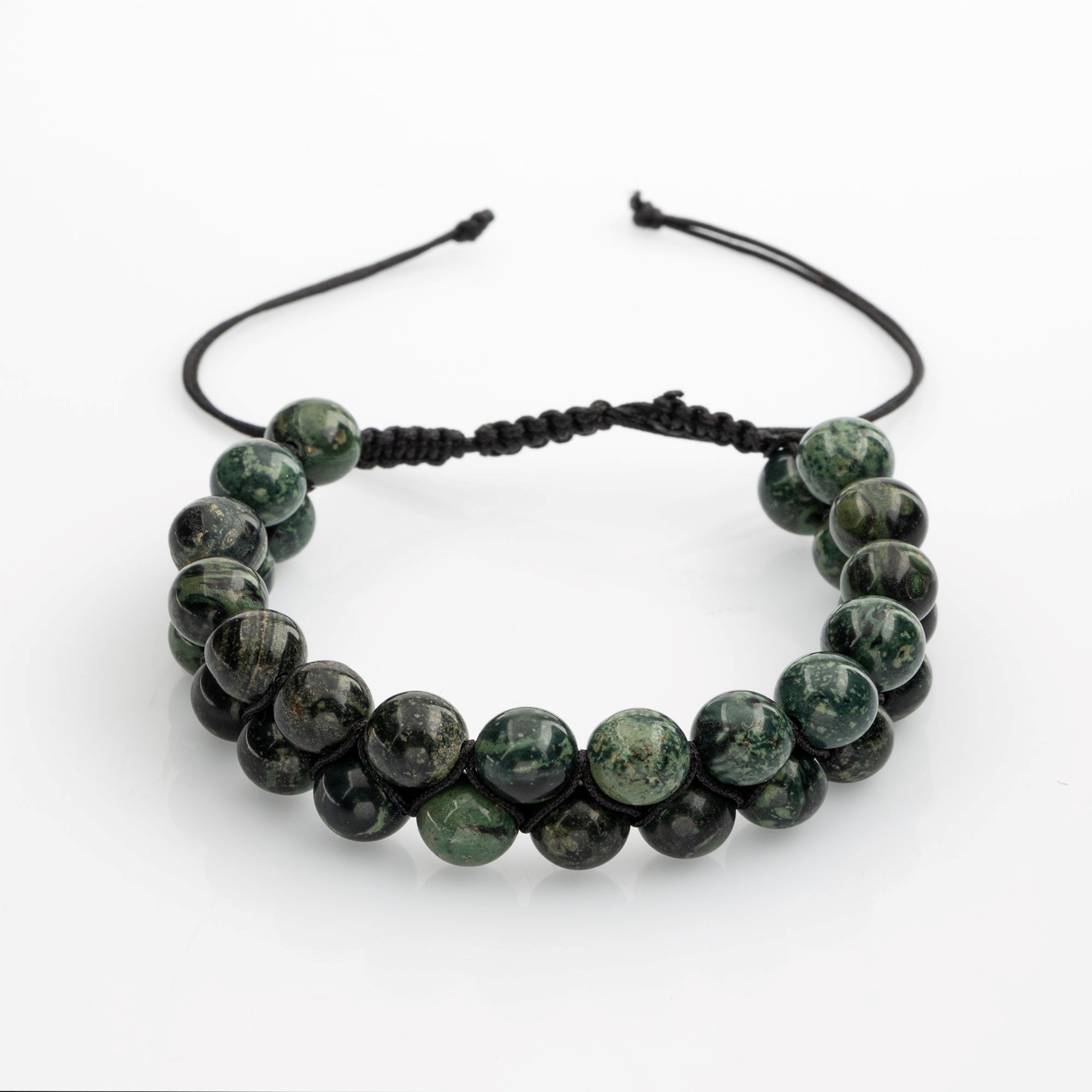 Yeşil Kanbaba Jasper 8mm Çift Sıra Makrome Doğal Taş Bileklik