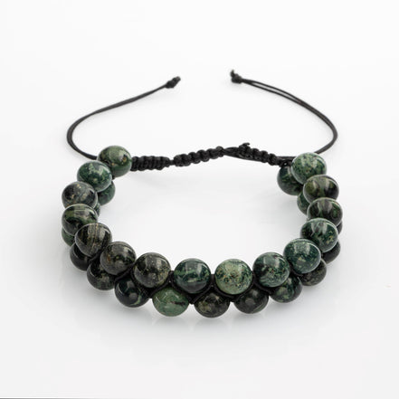 Yeşil Kanbaba Jasper 8mm Çift Sıra Makrome Doğal Taş Bileklik