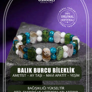 Balık Burcu Bileklik Ametist, Ay Taşı, Mavi Apatit, Yeşim