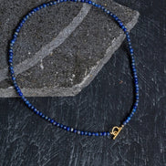 Lapis Lazuli Gümüş Kapama Doğal Taş Kolye