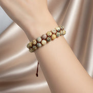Opal Sarı 8mm Çift Sıra Makrome Doğal Taş Bileklik
