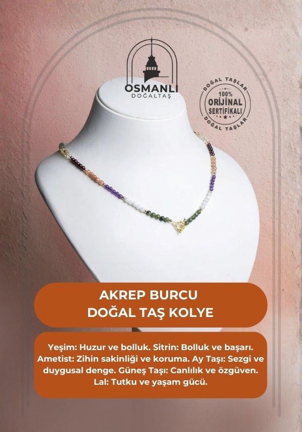 Akrep Burcu Doğal Taş Kolye