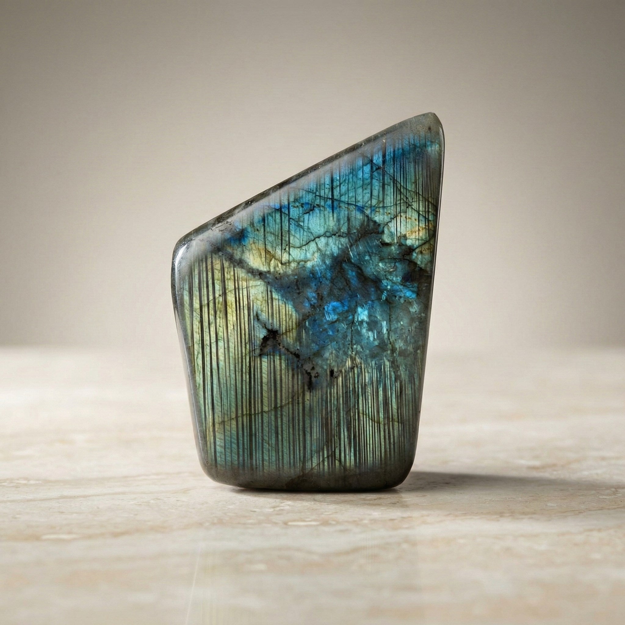 Labradorit Doğal Taş Parça – 331,4 gr | 6 × 8,7 cm