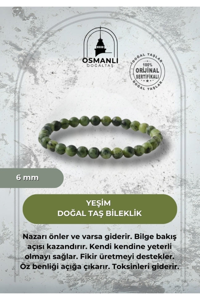 Yeşim 6mm Doğal Taş Bileklik