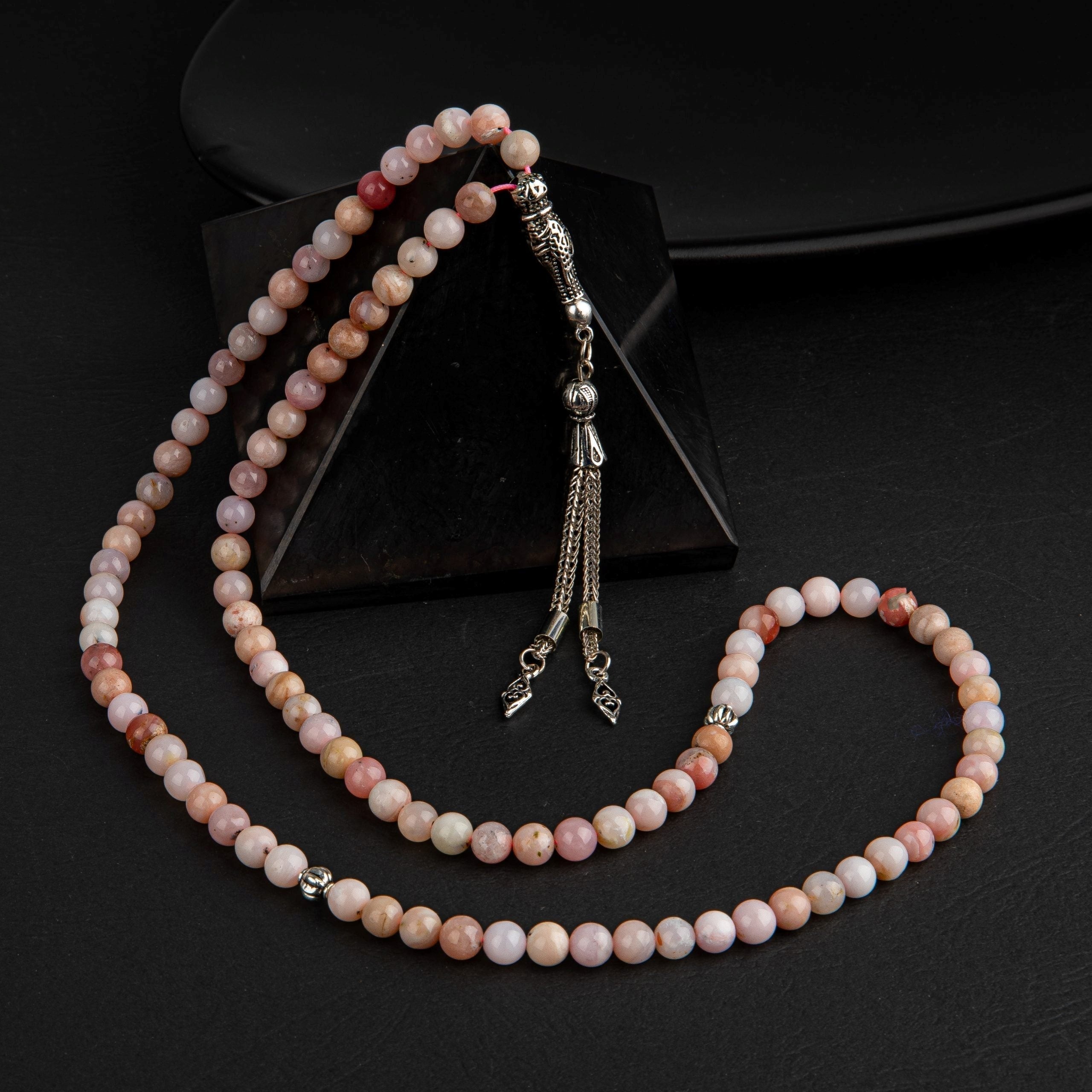 Opal Pembe Doğal Taş Tesbih 99’luk – 6mm El İşçiliği
