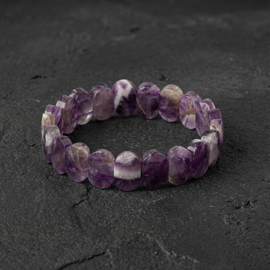 Ametist Doğal Taş Geniş Kesim Bileklik (Rolex Stil)