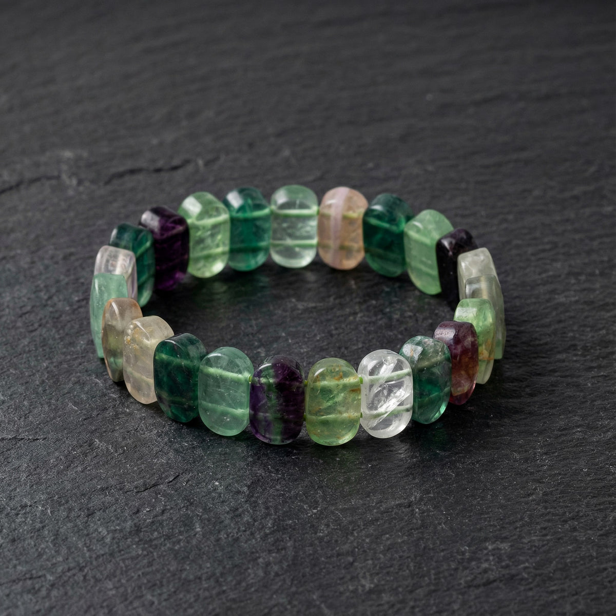 Florit Doğal Taş Geniş Kesim Bileklik (Rolex Stil)