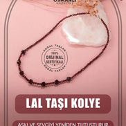 Lal Doğal Taş Gümüş Kolye