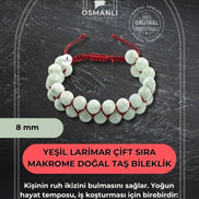 Yeşil Larimar 8mm Çift Sıra Makrome Doğal Taş Bileklik