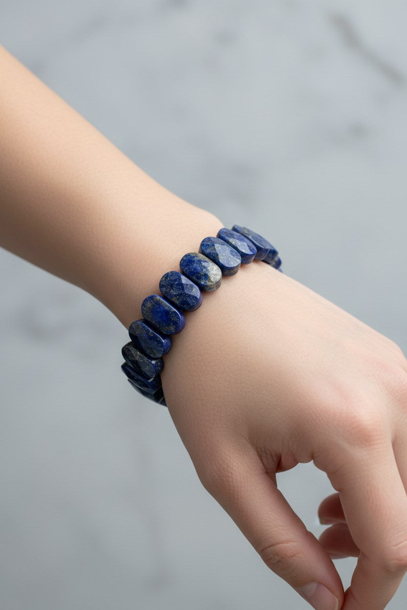 Lapis Lazuli Doğal Taş Geniş Kesim Bileklik