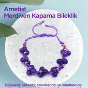 Ametist Doğal Taş Merdiven Kapama İpli Her Bileğe Uygun Bileklik