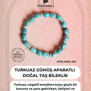 Sertifikalı Firuze(Turkuaz) Gümüş Aparatlı Doğal Taş Bileklik (SK:032)