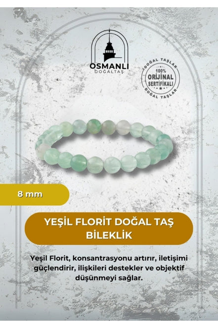 Yeşil Florit 8mm Doğal Taş Bileklik