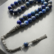 Lapis Lazuli Doğal Taş Tesbih – 925 Ayar Gümüş – 8 mm Küre Kesim