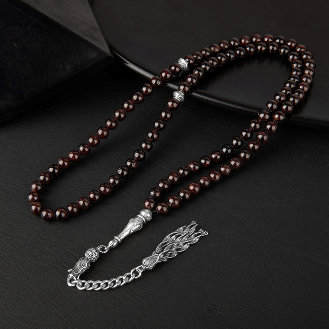 Bordo Granat (Lal) Doğal Taş Tesbih 99’luk – 6mm El İşçiliği