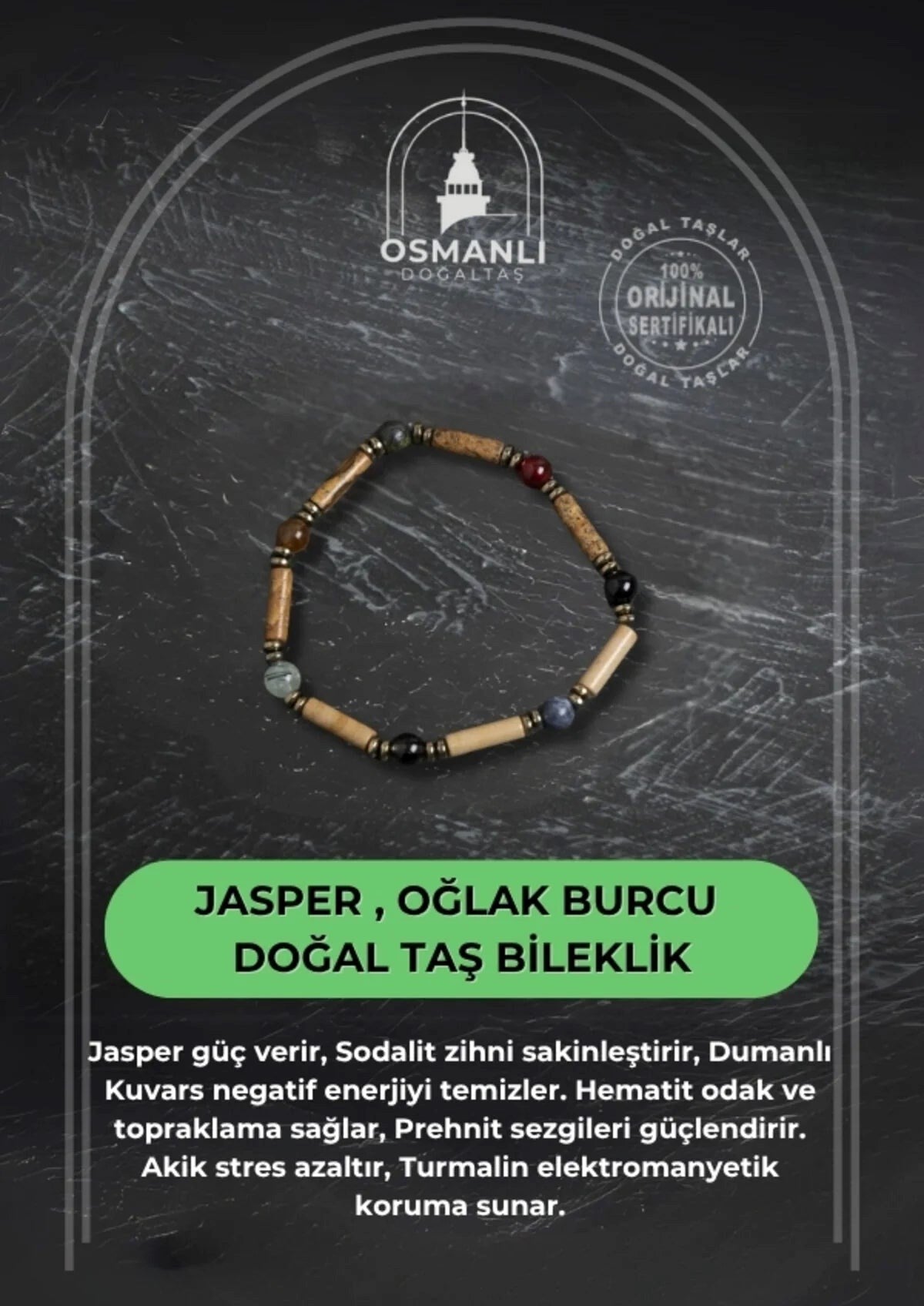 Jasper ve Oğlak Burcu Doğal Taş Bileklik