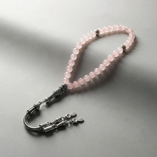 Pembe Kuvars (Gül Kuvars) Doğal Taş Tesbih – 33’lük / 6 mm