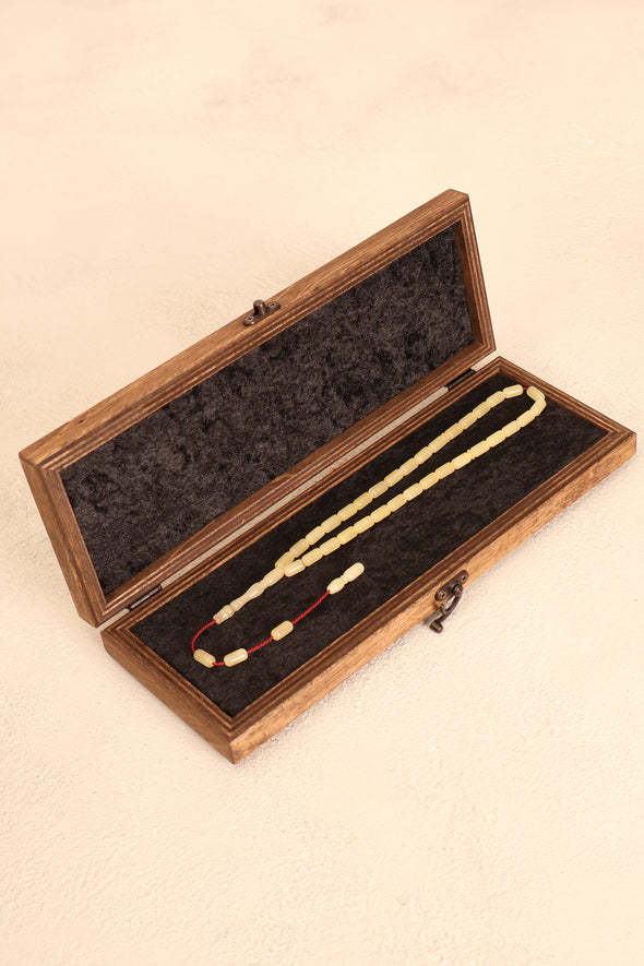 Sertifikalı Kaya Damla Kehribar Kapsül Kesim 14 mm Tesbih – Özel Kutulu – 16 gr