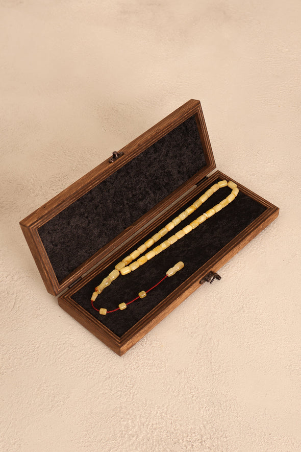 Sertifikalı Kaya Damla Kehribar Kapsül Kesim 15 mm Tesbih – Özel Kutulu – 16 gr