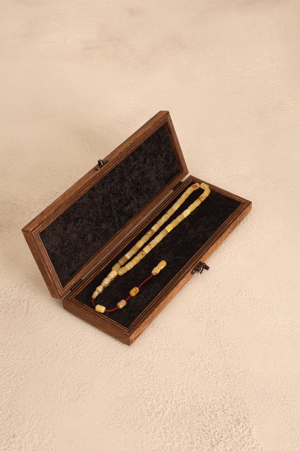 Sertifikalı Kaya Damla Kehribar Kapsül Kesim 15 mm Tesbih – Özel Kutulu – 16 gr