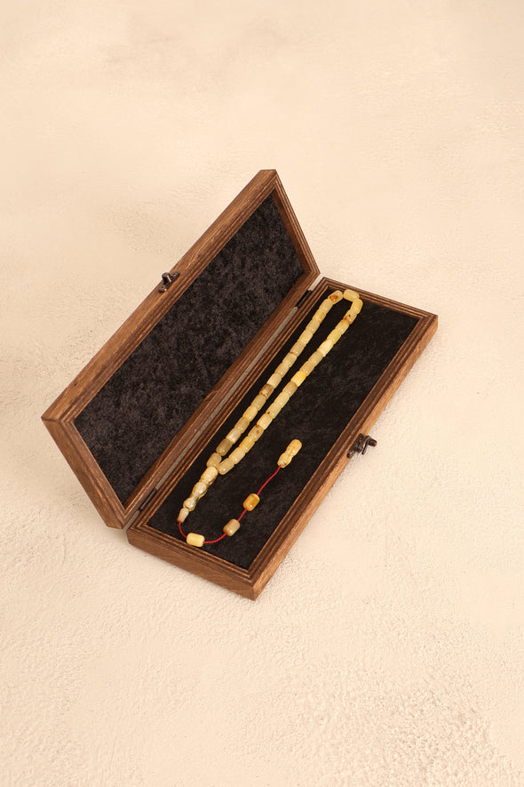 Sertifikalı Kaya Damla Kehribar Kapsül Kesim 15 mm Tesbih – Özel Kutulu – 16 gr