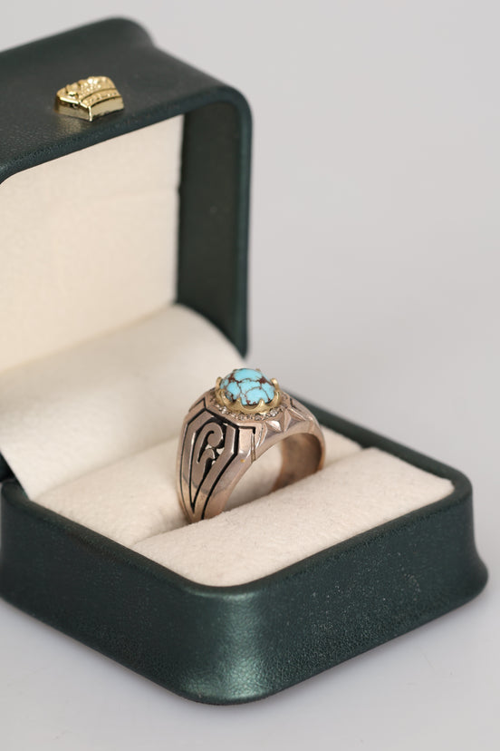 Turkuaz – Pırlantalı Doğal Taş Gümüş Yüzük