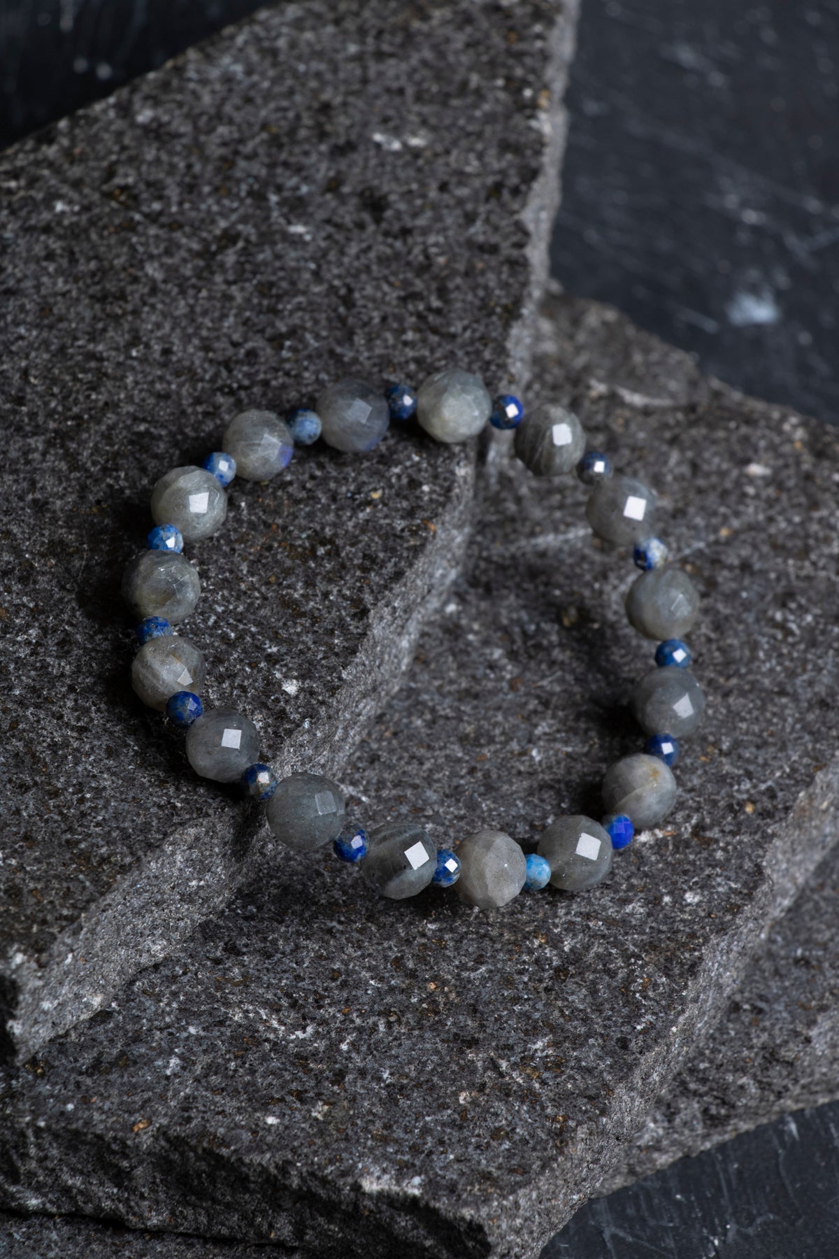 Sertifikalı Labradorit, Lapis Lazuli Fasetli Kesim Doğal Taş Bileklik (SK:565)