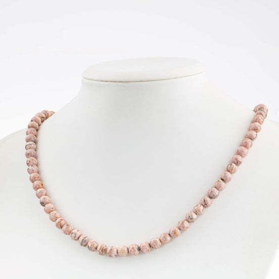 Rodokrosit Doğal Taş Kolye – 6 mm Dizi, Unisex Tasarım